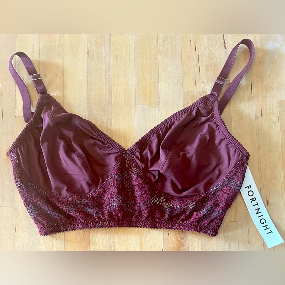 Fortnight Lingerie Mira longline bra in burgundy